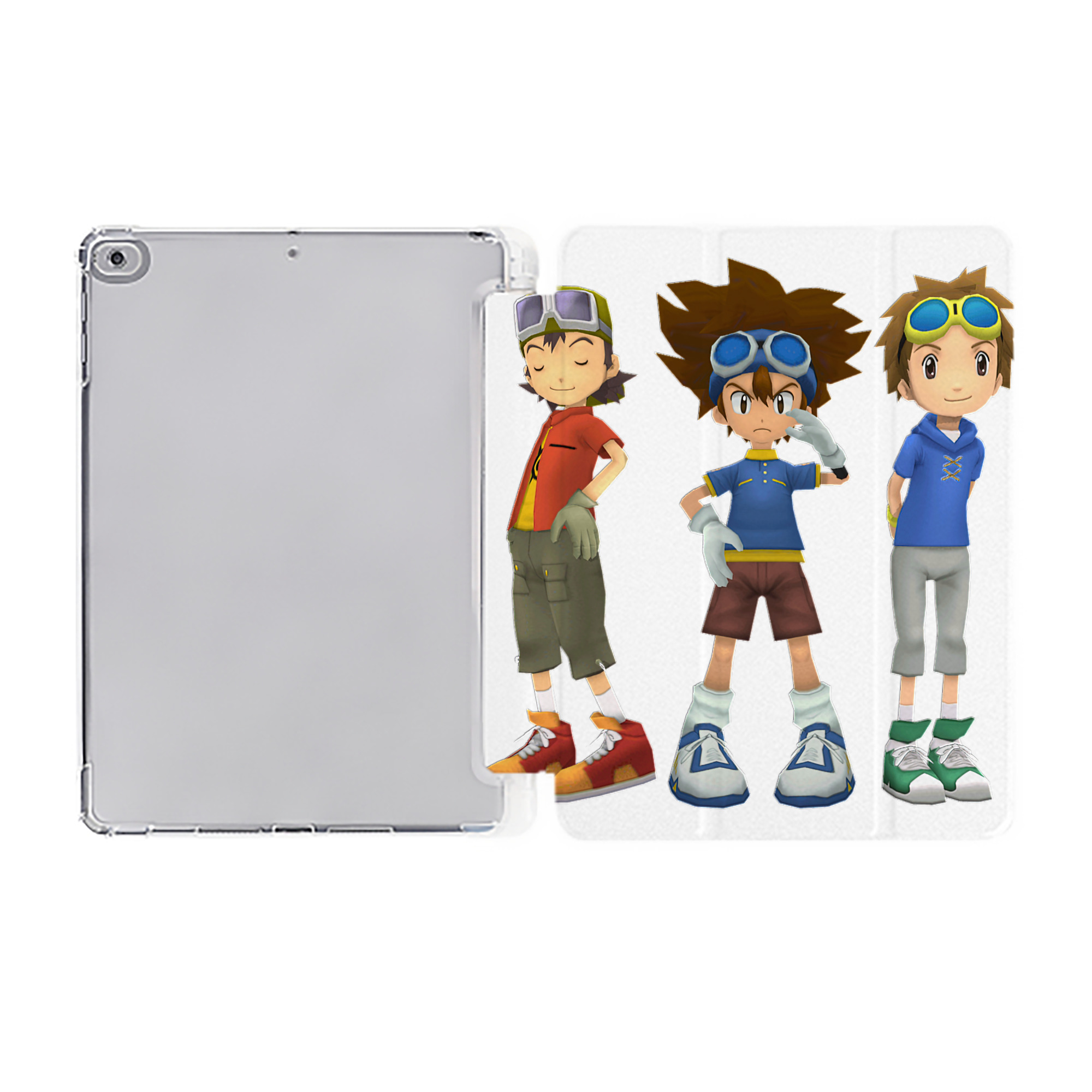（画像用） Digimon デジタルモンスター/デジモン IPad ケース ペン収納付き 三つ折りスタンド PUレザー×シリコン 対応機種9.5/10.5/10.9インチ